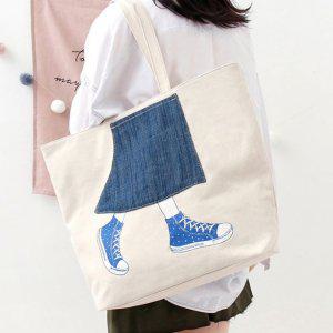 귀여운 일러스트 캔버스 에코백 여대생 책가방