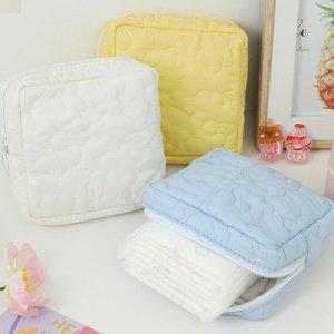 플라워누빔파우치 패브릭 큰손 메이크업 손가방