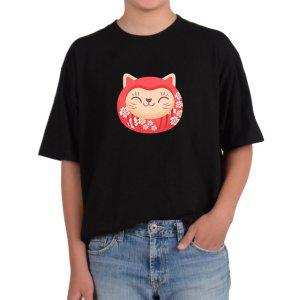 오버핏반팔티 일본고양이 얼굴 CAT 마네키네코 가면 미소 그림 모든사이즈