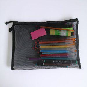 대형파우치 블랙 망사 화장품 여행용 수납 수영복 목욕 대용량 매쉬