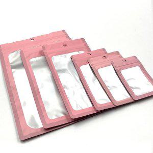 은박 걸이형 핑크 8cmX14cm 악세사리포장 인기 지퍼백 반투명 지퍼팩