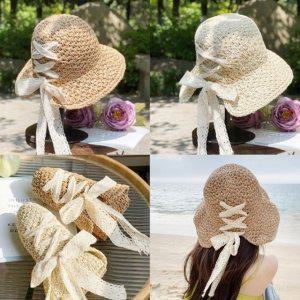 모자 유아 비치 돌돌이 여름 밀짚 접이식 여자