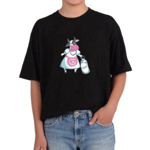 반팔라운드 젖소 유유 앞치마 유유통 그림 전사이즈