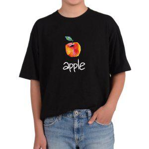 반팔라운드 애플 APPLE 수채화 빨간사과 그림 전사이즈