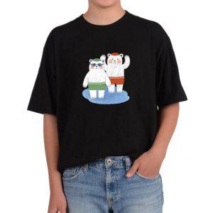 반팔라운드 북극곰 휴가 물안경 수영장 그림 전사이즈