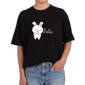 반팔라운드 토끼 고백 화이트래빗 러브 그림 전사이즈