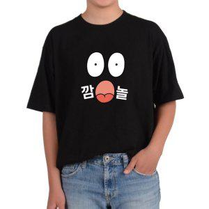 반팔라운드 깜놀 오리얼굴 큰눈 당황 그림 전사이즈