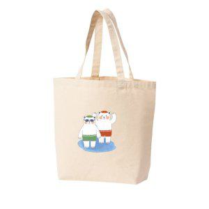 에코백 토트백 북극곰 휴가 물안경 수영장 그림 다양한 사이즈