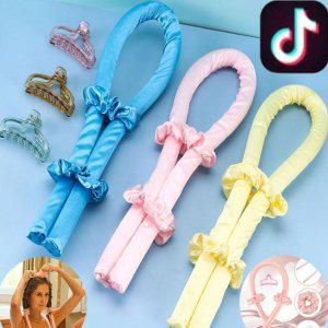 리본 컬러 헤어롤러 머리띠 컬링로드 실크