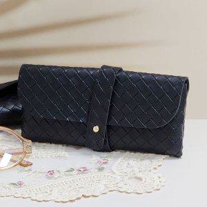 패턴 주머니 가죽 안경 블랙 케이스 파우치