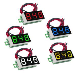 0.28 인치 DC LED 디지털 전압계 0-100V 전압 측정기 자동차 자동차 모바일 전원 전압 테스터 감지기 12V 빨간색 녹색 파란색 노란색