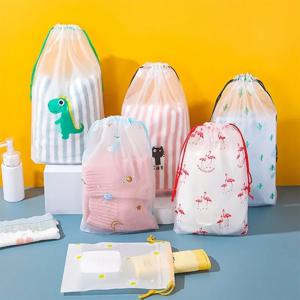 3 개/대 만화 인쇄 Drawstring 수영 저장 가방 스포츠 여행 의류 속옷 신발 화장품 방수 주최자