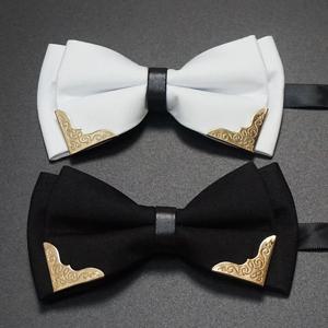 남자의 솔리드 블랙 화이트 나비 넥타이 정장 드레스 웨딩 Bowties 남성 여성 레저 금속 블링 나비 Bowknot 연회 넥타이