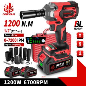 ONEVAN 1200N.M 브러시리스 전기 임팩트 렌치 1/2인치 무선 스크루드라이버 렌치 파워툴 (마키타 18V 배터리 핀용)