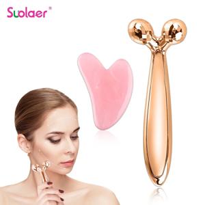 Y 모양 3D 롤러 페이스 넥 마사지 360 회전 얇은 바디 마사지 도구 + Guasha Gouache 스크레이퍼 스킨 리프팅 링클 리무버