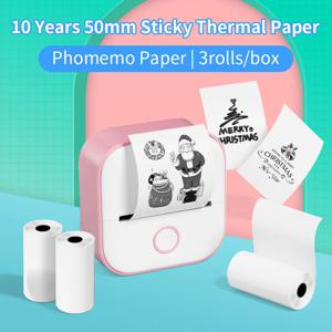 Phomemo T02 열전사 프린터 용지 열전사 스티커 BPA 무료 저널 사진 그림 텍스트 연구 노트 할 일 목록 3롤/박스
