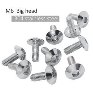 10pcs 스테인레스 스틸 대형 플랫 헤드 육각형 소켓 나사 볼트 M6 12/16/20mm 오토바이 오토바이 스쿠터 테일 플레이트