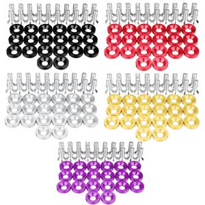 40pcs M6 알루미늄 자동차 수정 된 육각 패스너 펜더 와셔 볼트 JDM 범퍼 엔진 오목 나사 유니버설