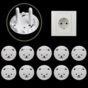 10pcs 곰 EU 전원 소켓 콘센트 아기 어린이 어린이 안전 가드 보호 안티 전기 충격 플러그 보호기 커버