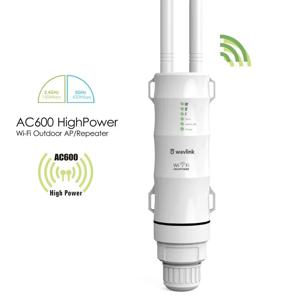 Wavlink AC600 내후성 와이파이 신호 부스터, RJ45 야외 무선 와이파이 AP/리피터/라우터 익스텐더, 5G 브리지 POE EU/US 플러그