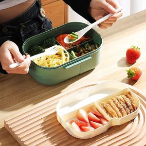두꺼운 플라스틱 도시락 수납칸 2단 도시락 통근용 도시락 전자레인지 사용 가능