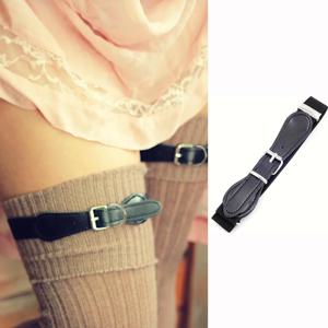 허벅지 높은 양말 버클에 대한 검은 탄성 클립 가터 가짜 가죽 탄성 스타킹 멜빵 양말 이상 채식주의 조절 가능