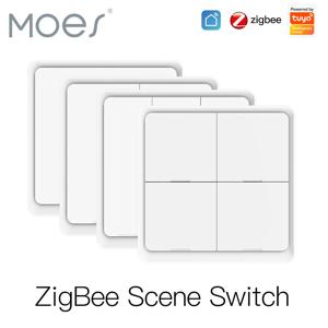 Moes-ZigBee 무선 장면 스위치, 12 가지 제어 모드 핸드 헬드 푸시 버튼 2MQTT 설정 홈 자동화 시나리오 Tuya 스마트 장치
