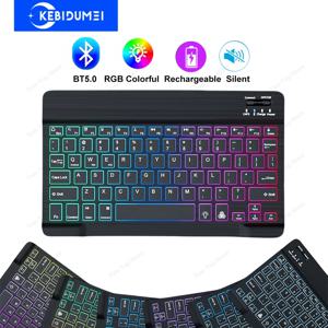 미니 키보드 무선 블루투스 5.0 키보드 RGB 백라이트 충전식 키보드 IOS 안드로이드 Windows iPad 용 자동 키보드