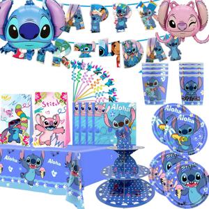 Lilo and 스티치 생일 파티 장식 풍선 컵 선물 가방 플레이트 냅킨 식탁보, 케이크 스탠드 파티 용품
