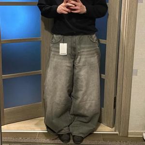 streetwear new 하라주쿠 솔리드 컬러 워시 헐렁한 청바지 남성 y2k 패션 레트로 펑크 캐주얼 조커 고딕 하이 웨이스트 와이드 레그 팬츠