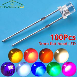100pcs F3 3mm 평면 Led 울트라 브라이트 다이오드 광각 발광 전구 간판 장식 광고 램프 주변 건물
