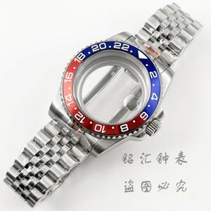 NH35 40MM 서브 GMT 시계 케이스 솔리드 팔찌 글라이드 잠금 걸쇠 맞는 NH34 NH35 NH36 NH38 ETA2824 PT5000 무브먼트 스테인레스 스틸