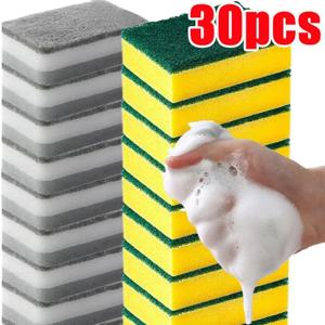 30/5pcs 매직 청소 스폰지 양면 재사용 가능한 주방 스폰지 물티슈 팬 냄비 식기 세척 수색 패드 브러시 청소 도구