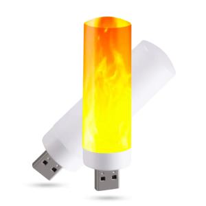 USB 분위기 조명 LED 불꽃 깜박이 촛불 조명, 책 램프 캠핑 조명, 담배 라이터 효과 야간 조명