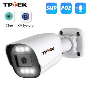 5MP IP 카메라 야외 POE 감시 H.265 POE 시스템 XMEye Pro iCSee 용 양방향 오디오 CCTV 컬러 야간 투시경 IP66 카메라