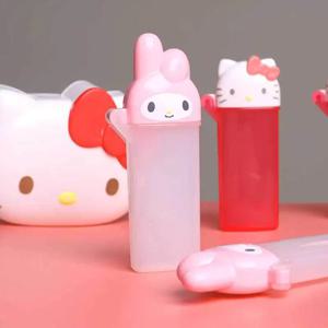 애니메이션 산리오 헬로 키티 보관 상자 카와이 마이 멜로디 귀여운 이쑤시개 화장품 면봉 보관 상자 휴대용 여행 미니 컨테이너