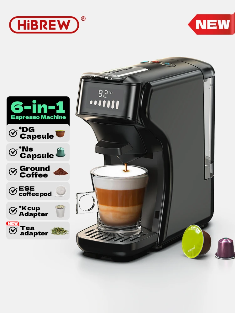 HiBREW 6in1 캡슐 커피 머신 핫/콜드 다중 에스프레소 카페테라 카푸치노 커피 메이커 Dolce Gusto Nespresso Powder H1B