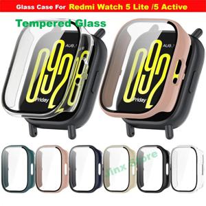 Redmi Watch 5 Active /5 Lite 용 강화 유리 케이스 Xiaomi 액세서리 용 스마트 시계 스트랩 범퍼 스크린 보호기 커버 필름