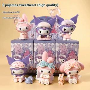 1:1 고품질 복제 Sanrio 잠옷 연인 멜로디 Kuromi 블라인드 박스 귀여운 수제 소녀 선물 장식 데스크탑 장식품