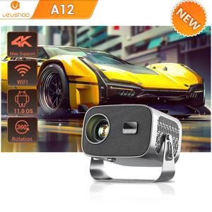 VEVSHAO A12 프로젝터 미니 휴대용 LED 비디오 안드로이드 11.0 WIFI 6 미러 스마트 폰 1080P 4K 비디오 홈 시네마 프로젝터