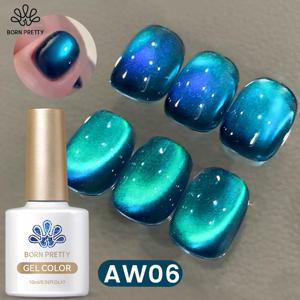 BORN PRETTY 10ml Auroras 블루 고양이 마그네틱 젤 매니큐어 겨울 손톱 젤리 유리 워터 라이트 Varnis 세미 퍼머넌트 네일
