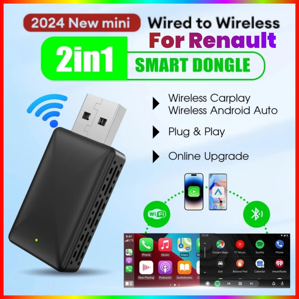 2in1 미니 박스 무선 Carplay 안드로이드 자동 박스 범용 어댑터 플러그 앤 플레이 무선 Wifi BT 동글 OTA 업그레이드 자동 유선