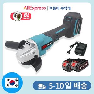 3000W 100mm 브러시리스 앵글 그라인더 3 기어 무선 커팅 폴리싱 목공 전동 공구 Makita 배터리 용(10셀 배터리 2개, 한국 2A 플러그)