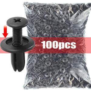 100pcs 자동 플라스틱 리벳 패스너 나사 수리 자동차 범퍼 펜더 리벳 패스너 클립 8mm 도요타 포커스 기아 닛산 야마하