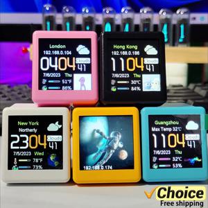 미니 스마트 시계, 스마트 와이파이 일기 예보 스테이션, 날씨 데스크탑 장식, IoT DIY, GIF애니메이션, 전자 앨범