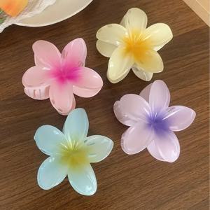 멀티 컬러 그라데이션 꽃 헤어 액세서리 세트 비치 스타일 헤어핀 꽃 집게핀 여름 꽃 헤어핀 하와이안 스타일