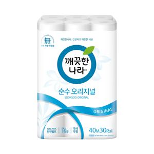 깨끗한나라 순수 오리지널 40m 30롤 1팩