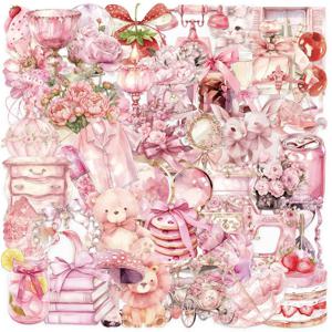50Pcs 핑크 동화 스티커 팩 투명 애완 동물 전화 케이스 뒤로 장식, DIY 스크랩북, 저널링, 노트북, 범퍼, 스케이트 보드