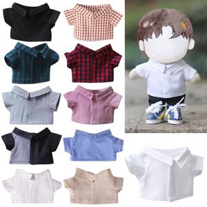 20CM 인형 셔츠 줄무늬 격자 솔리드 컬러 블라우스 코튼 인형 아이돌 인형 의류 인형 액세서리