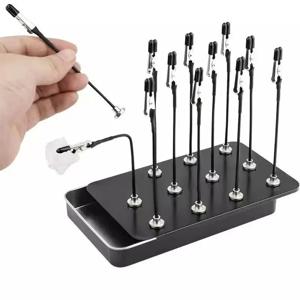 모델 페인팅 스탠드베이스 홀더 12PCS 악어 클립 스틱 에어 브러시 스프레이 취미 DIY 모델 공예에 대한 자기 구부릴 수있는